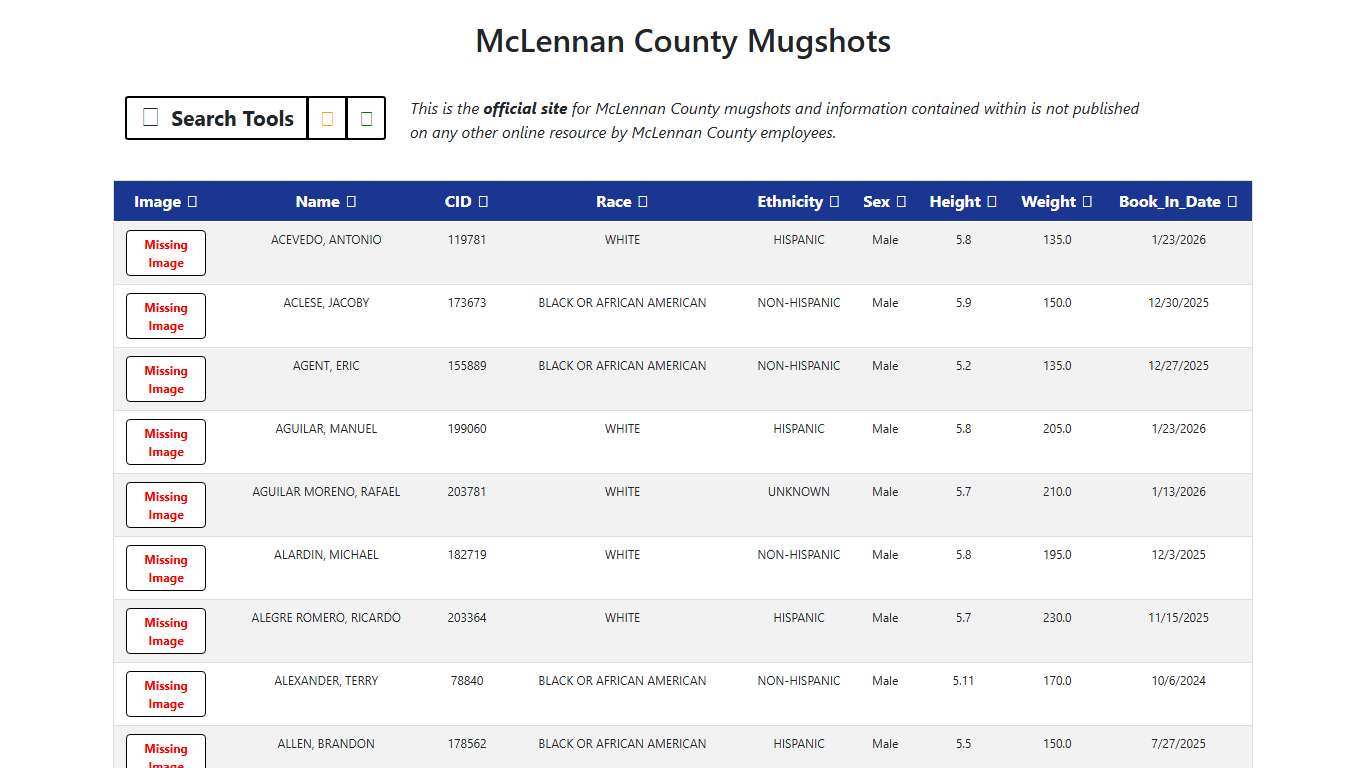 McLennan County Mugshots Application